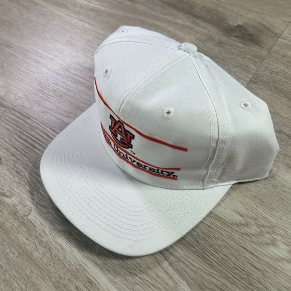 VTG Auburn Tiges‎ Snapback Hat NWT College The Game Bar Line White Cap - Picture 9 of 9